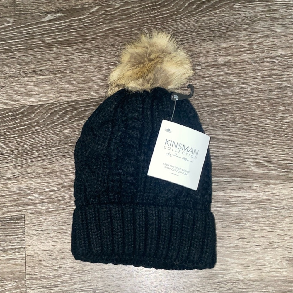 Faux Fur Beanie - With Snap Off PomPom